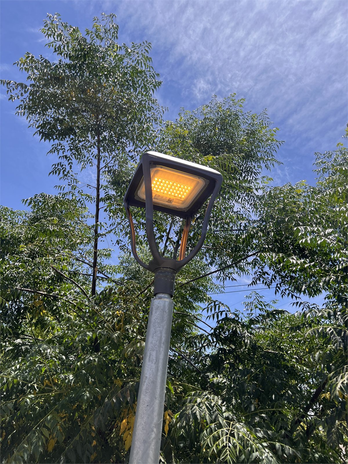 Luminaria instalada en proyecto de alumbrado público La Granja